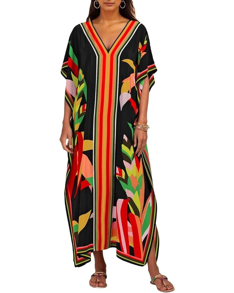 Women Plus Size Kaftan Dress Swimsuit Cover Up Caftan Maxi Beach Dresses C-black 2 $15.05 Swimsuits