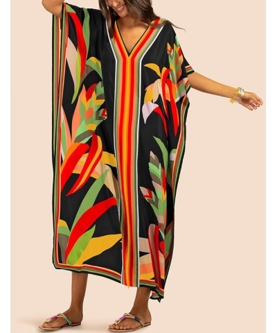 Women Plus Size Kaftan Dress Swimsuit Cover Up Caftan Maxi Beach Dresses C-black 2 $15.05 Swimsuits