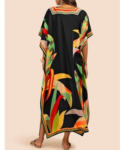 Women Plus Size Kaftan Dress Swimsuit Cover Up Caftan Maxi Beach Dresses C-black 2 $15.05 Swimsuits