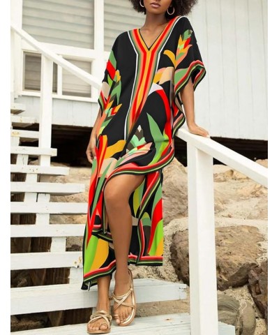 Women Plus Size Kaftan Dress Swimsuit Cover Up Caftan Maxi Beach Dresses C-black 2 $15.05 Swimsuits