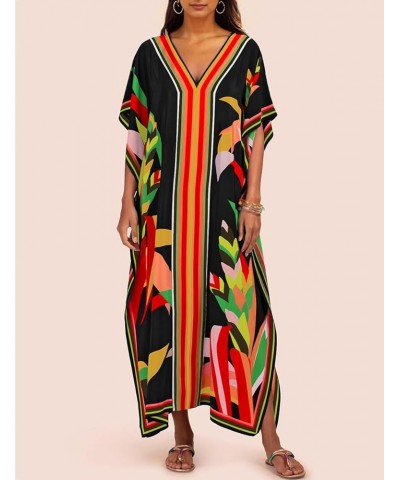 Women Plus Size Kaftan Dress Swimsuit Cover Up Caftan Maxi Beach Dresses C-black 2 $15.05 Swimsuits