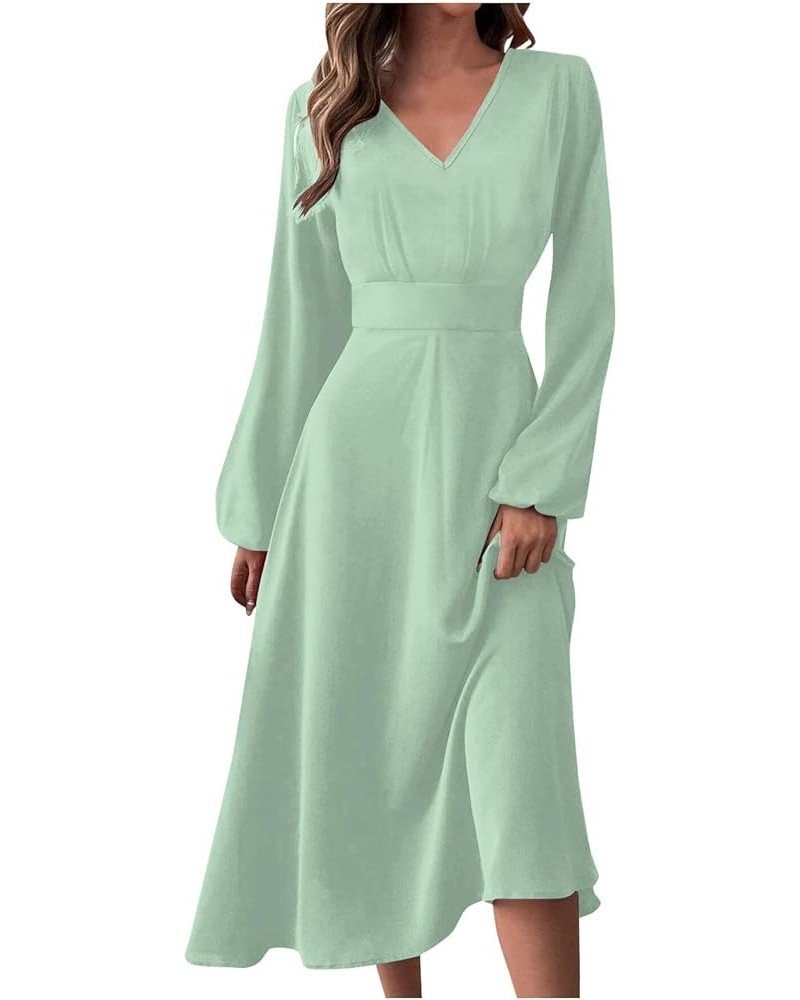 Spring Dresses for Women 2024 New Years Eve V-Neck Long Sleeve Gradient Plus Size Dresses for Curvy Formal Trendy D-mint Gree...