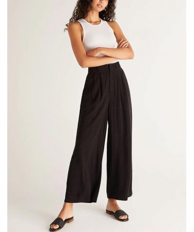 Womens Wide Leg Pants Summer Casual High Waisted Linen Pants Palazzo Trousers Office Work Flowy Pants with Pockets Black $9.0...