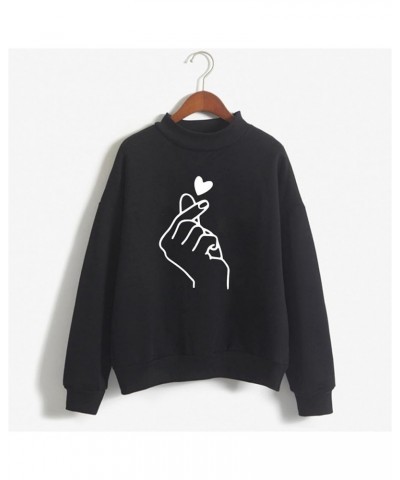 Womens Long Sleeve Shirts Sweatshirt Crewneck Pullover Cute Tops Casual Loose Fit O-Neck Valentines Day Shirt E-05-black $11....