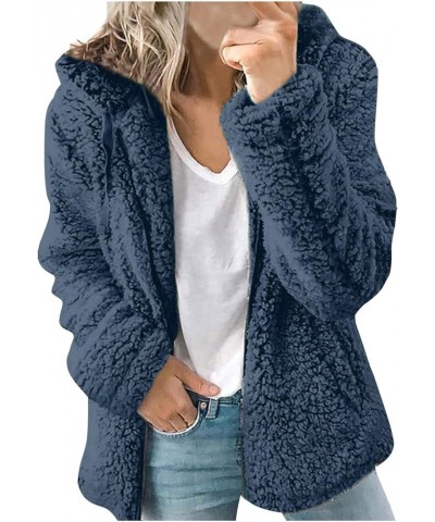 Sherpa Jacket Women Winter Fashion Fleece Lined Warm Full Zip Up Hoodies Solid Long Sleeve Coats Plus Size Sweatshirt A 12 Bl...