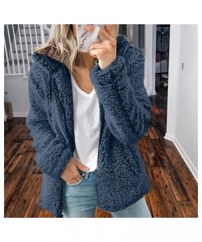 Sherpa Jacket Women Winter Fashion Fleece Lined Warm Full Zip Up Hoodies Solid Long Sleeve Coats Plus Size Sweatshirt A 12 Bl...