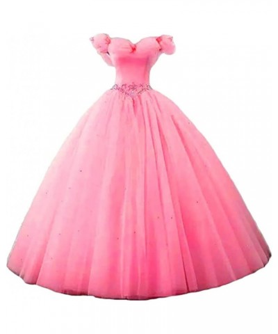 Women's Off Shoulder Butterfly Prom Quinceanera Dresses Ball Gown Long Pink $49.34 Dresses