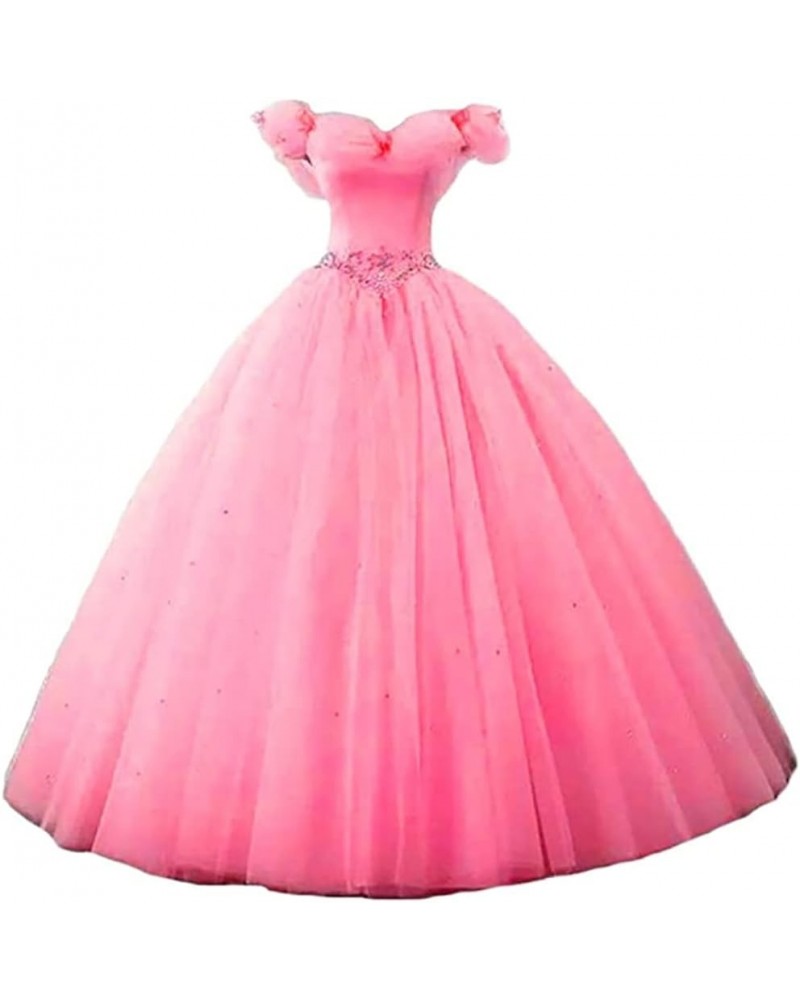 Women's Off Shoulder Butterfly Prom Quinceanera Dresses Ball Gown Long Pink $49.34 Dresses