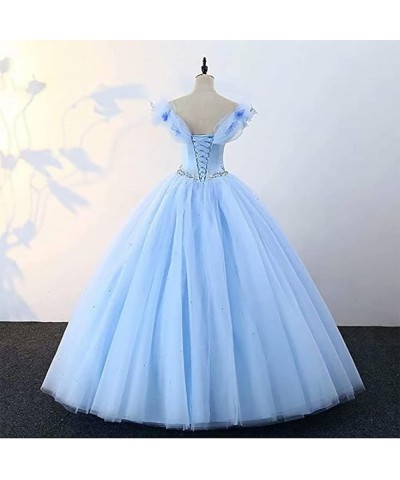 Women's Off Shoulder Butterfly Prom Quinceanera Dresses Ball Gown Long Pink $49.34 Dresses