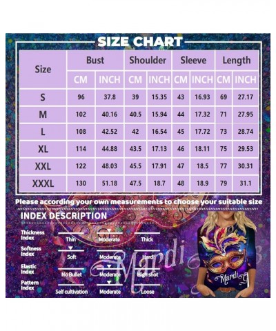 Mardi Gras Shirts for Women 2024 Trendy Mask Graphic 3/4 Sleeve Tops Carnival Theme Outfit Crewneck Parade Tunic Party Blouse...