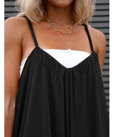 Women's Summer Casual Loose Sleeveless Jumpsuits Adjustable Spaghetti Straps Wide Leg Overalls with Pockets Black $13.99 Over...