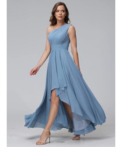 Women's One Shoulder Bridesmaid Dresses High Low Chiffon Formal Party Gowns with Pockets SE051 Red $31.61 Dresses