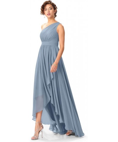 Women's One Shoulder Bridesmaid Dresses High Low Chiffon Formal Party Gowns with Pockets SE051 Red $31.61 Dresses