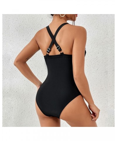 One Piece Swimsuit Women Retro Tummy Control Bathing Suits Sexy V Neck Athletic Beachsuit Tankini Push up Swimwear 10 Black $...