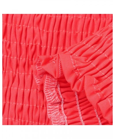 Women's Strapless Solid Color Tube Tops Casual Elastic Bandeau Bra Stretch Wrap Tops Watermelon Red $3.83 Tanks