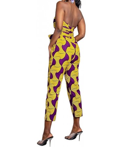 Women Sexy Boho African Dress Long Maxi Dress V-Neck Multi-Way Dress Pleated Dress Floral Print Yellow Purple Jumpsuit $23.52...