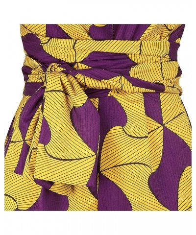 Women Sexy Boho African Dress Long Maxi Dress V-Neck Multi-Way Dress Pleated Dress Floral Print Yellow Purple Jumpsuit $23.52...