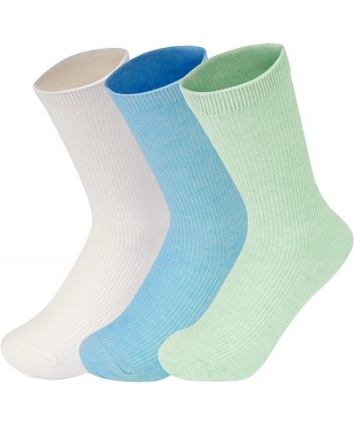 Comfortable Casual Cotton Socks for Women Ribbed Crew Socks Solid Color Stretch knit Socks for Girls 3pack_a $11.27 Activewear