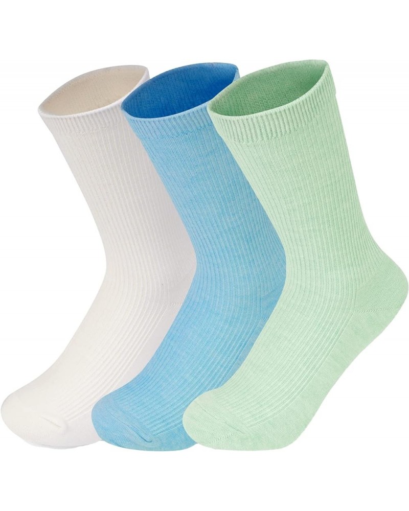 Comfortable Casual Cotton Socks for Women Ribbed Crew Socks Solid Color Stretch knit Socks for Girls 3pack_a $11.27 Activewear