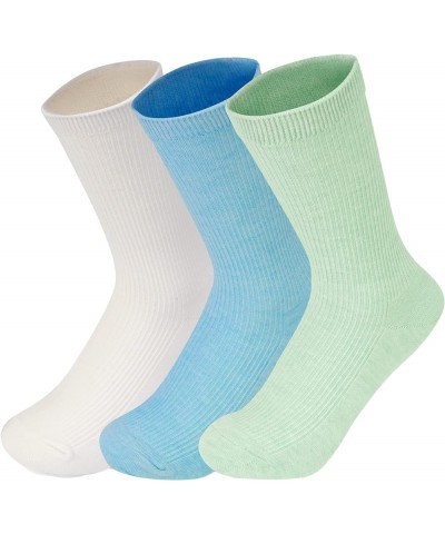 Comfortable Casual Cotton Socks for Women Ribbed Crew Socks Solid Color Stretch knit Socks for Girls 3pack_a $11.27 Activewear