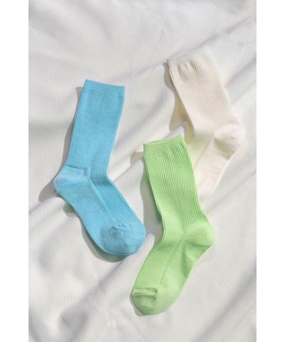 Comfortable Casual Cotton Socks for Women Ribbed Crew Socks Solid Color Stretch knit Socks for Girls 3pack_a $11.27 Activewear