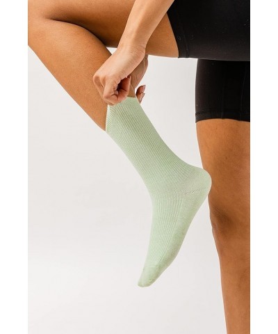 Comfortable Casual Cotton Socks for Women Ribbed Crew Socks Solid Color Stretch knit Socks for Girls 3pack_a $11.27 Activewear