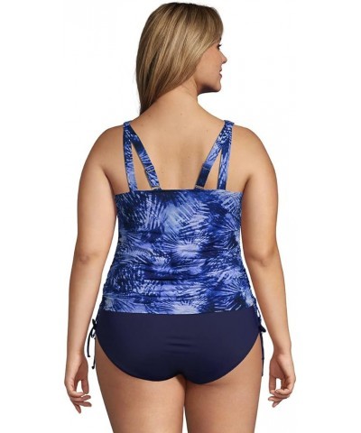 Womens V-Neck Underwire Tankini Top Deep Sea Navy Tie Dye Palm $32.17 Swimsuits