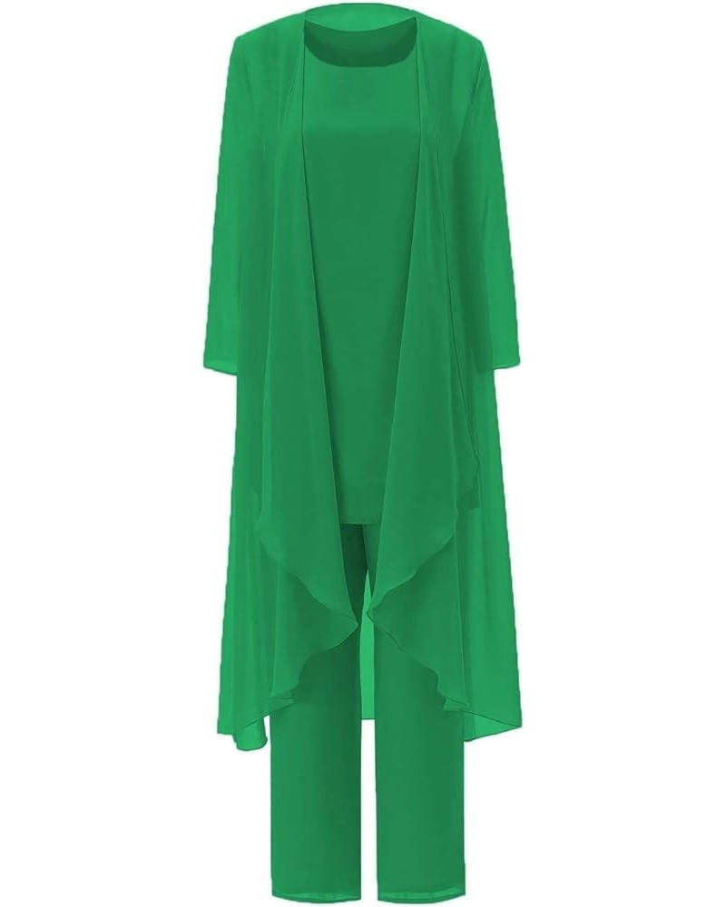 Mother of The Bride Dress Pants Suits Prom Gowns Mother of The Groom Pant Suits for Wedding Chiffon Outfit Set Green $43.00 S...