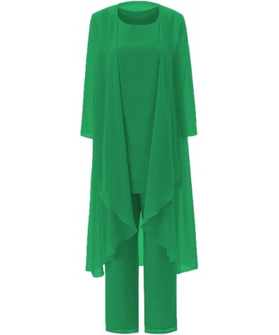 Mother of The Bride Dress Pants Suits Prom Gowns Mother of The Groom Pant Suits for Wedding Chiffon Outfit Set Green $43.00 S...