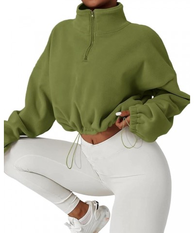 Women's Casual Sweatshirts Fall Half Zip Up Hoodies Fleece Long Sleeve Crop Sherpa Fall Outfits 2023 Green $14.74 Jackets