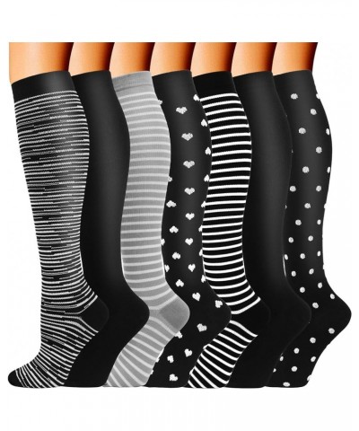 7 Pairs Copper Compression Socks for Men Women 20-30 mmHg Knee High Stockings Multicoloured 2 $13.74 Activewear