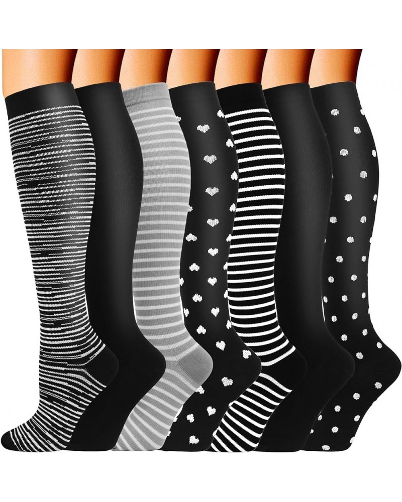 7 Pairs Copper Compression Socks for Men Women 20-30 mmHg Knee High Stockings Multicoloured 2 $13.74 Activewear