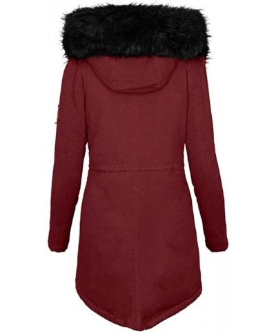 Womens Hooded Warm Winter Coats with Faux Fur Lined Outerwear Jacket Ladies Windbreaker Fleece Parka Jacket Outwear Wine $24....