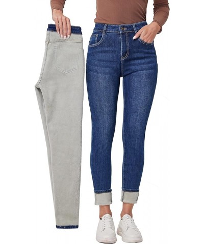 Women's Fleece Lined Jeans Winter Thermal Jeans Denim Skinny Warm Jeans Buttonzipper Blue6 $20.40 Jeans