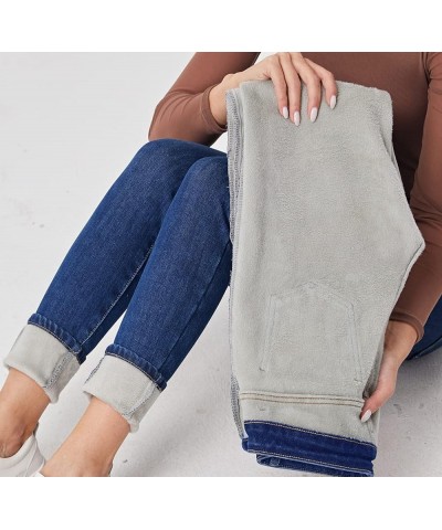 Women's Fleece Lined Jeans Winter Thermal Jeans Denim Skinny Warm Jeans Buttonzipper Blue6 $20.40 Jeans