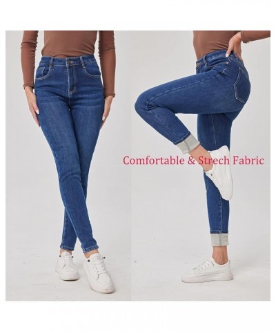 Women's Fleece Lined Jeans Winter Thermal Jeans Denim Skinny Warm Jeans Buttonzipper Blue6 $20.40 Jeans