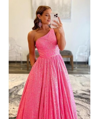 One Shoulder Sequin Prom Dresses for Women Wedding Guest Dress Formal Gowns with Pockets Gold $37.60 Dresses