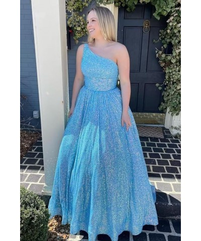 One Shoulder Sequin Prom Dresses for Women Wedding Guest Dress Formal Gowns with Pockets Gold $37.60 Dresses