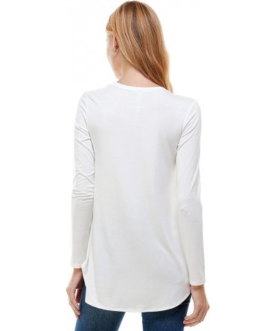 Plus Size Women's Long Sleeve Top Round Scoop Neck Casual Flowy Tunic Top Ivory $9.46 Tops