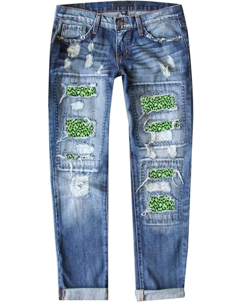 Shamrock Jeans for Women Destroyed Washed Straight Leg Jeans Patch Hole Distressed Trousers St Patrick's Day Denim Pants Z02-...