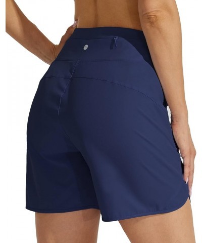 Women's 5" Athletic Running Shorts Quick Dry Workout Hiking Shorts High Waisted Active Shorts Zipper Pocket Navy Blue $15.40 ...