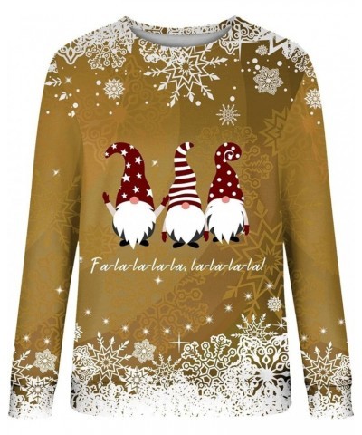 Women's Merry Christmas Printed Top Long Sleeved Round Neck Pullover Sweater Fall Winter Lightweight Sweatshirt H-yellow $10....