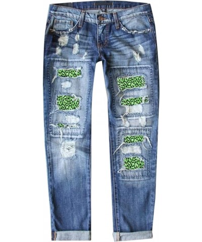 Shamrock Jeans for Women Destroyed Washed Straight Leg Jeans Patch Hole Distressed Trousers St Patrick's Day Denim Pants Z02-...