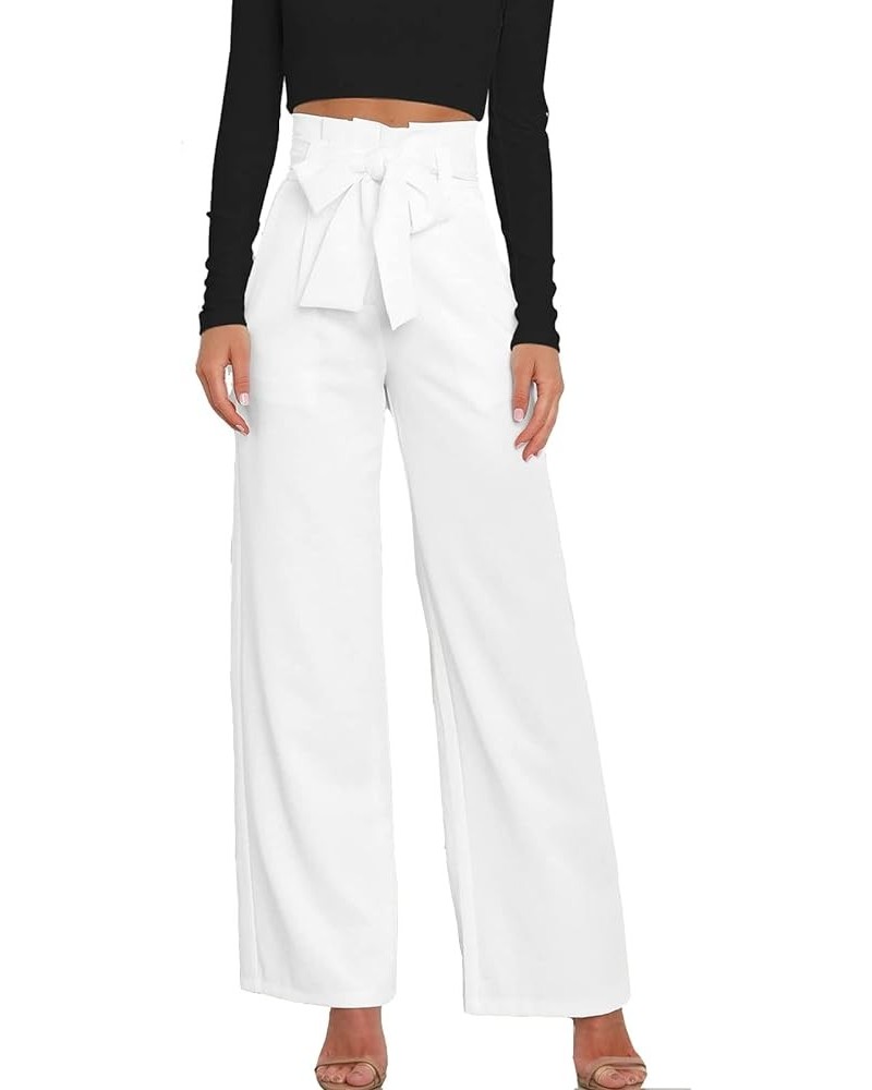 Women's Wide Leg Pants High Elastic Waisted in The Back Business Work Trousers Long Straight Suit Pants Off-white $13.76 Acti...