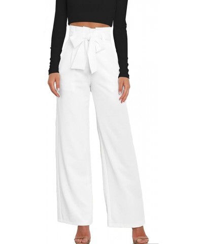 Women's Wide Leg Pants High Elastic Waisted in The Back Business Work Trousers Long Straight Suit Pants Off-white $13.76 Acti...