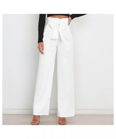 Women's Wide Leg Pants High Elastic Waisted in The Back Business Work Trousers Long Straight Suit Pants Off-white $13.76 Acti...