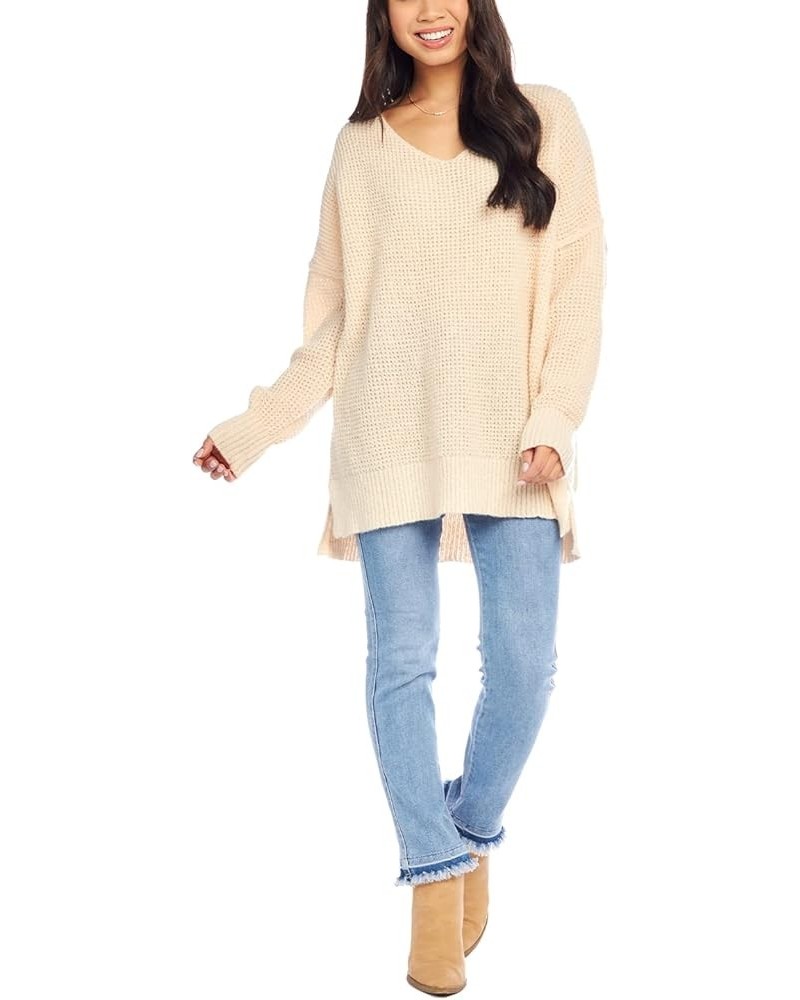 Avalon Womens Waffle Oversized Sweater White $35.84 Sweaters