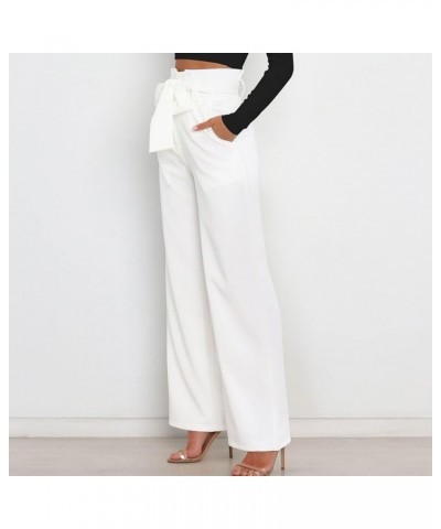 Women's Wide Leg Pants High Elastic Waisted in The Back Business Work Trousers Long Straight Suit Pants Off-white $13.76 Acti...