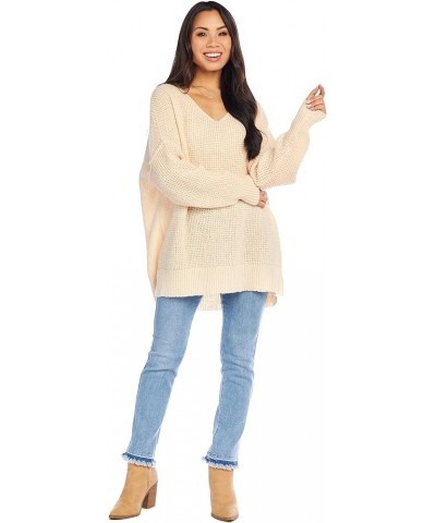 Avalon Womens Waffle Oversized Sweater White $35.84 Sweaters