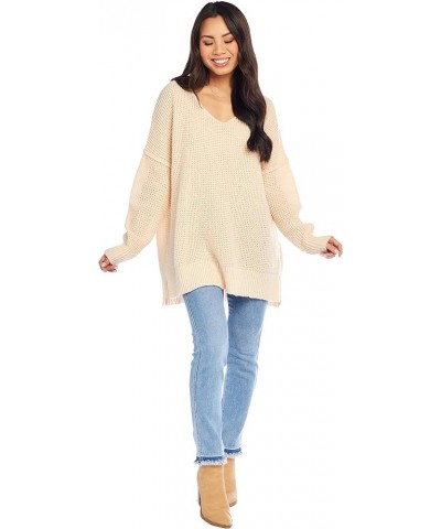 Avalon Womens Waffle Oversized Sweater White $35.84 Sweaters